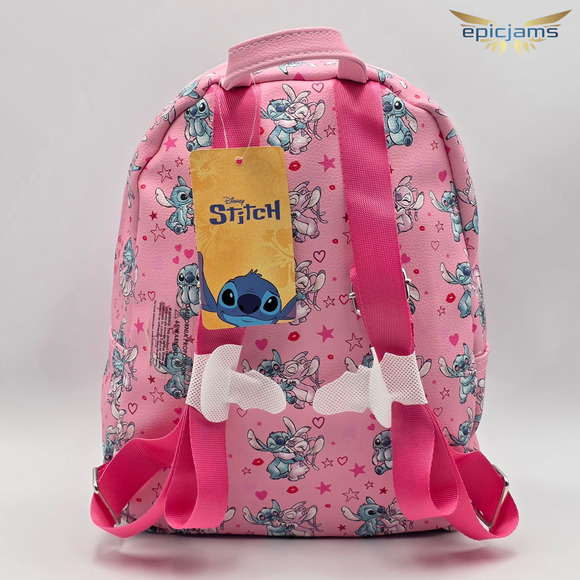 Disney Lilo and Stitch Stitch and Angel Love AOP Pink Heart Mini Backpack Bag - Picture 5 of 5